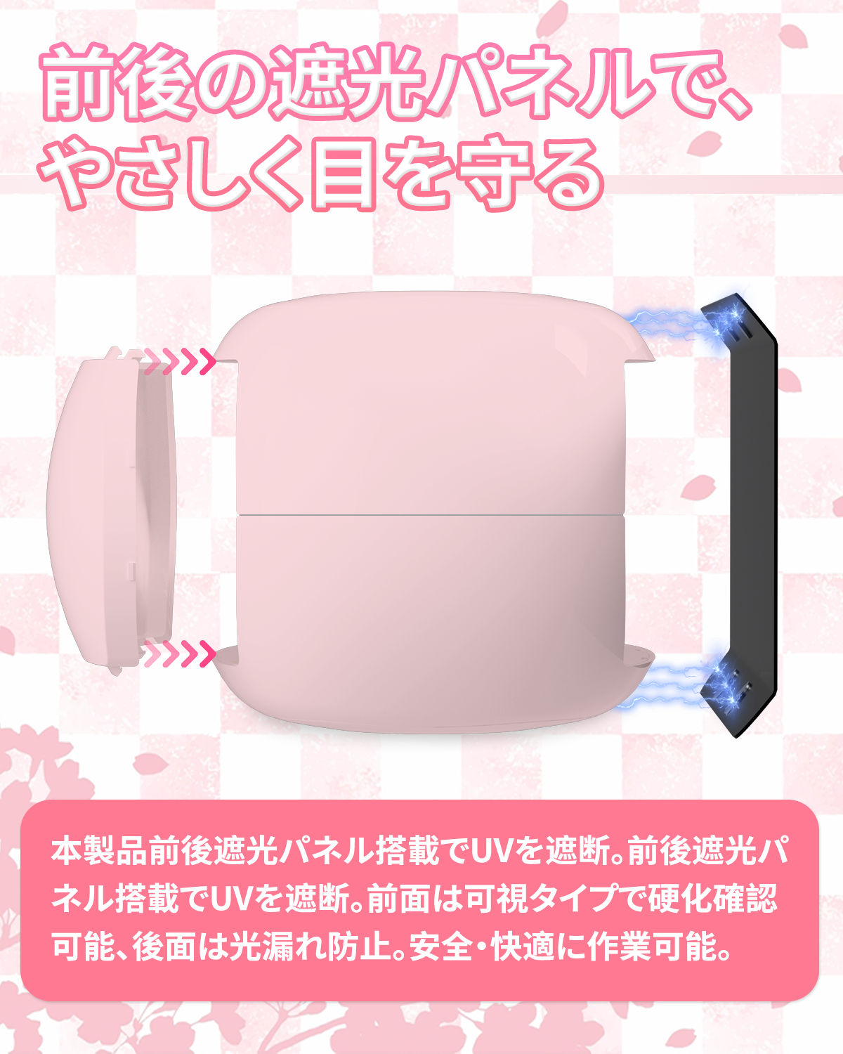 BUTIRESIN【60W 超強力 UVランプ】UV レジン ライト 2in1 - 両面照射、360度光源60W、長時間タイマー設定(60秒・180秒・300秒)、56個のLED搭載、長時間タイマー設定、LED表示画面付き、DIYクラフト レジン専用ライト (ピンク)