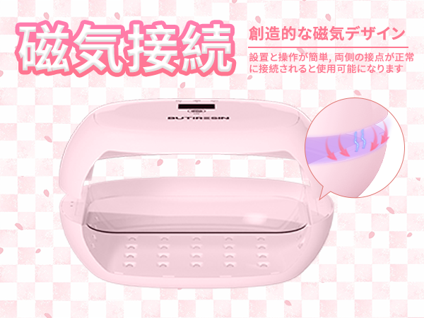 BUTIRESIN【60W 超強力 UVランプ】UV レジン ライト 2in1 - 両面照射、360度光源60W、長時間タイマー設定(60秒・180秒・300秒)、56個のLED搭載、長時間タイマー設定、LED表示画面付き、DIYクラフト レジン専用ライト (ピンク)