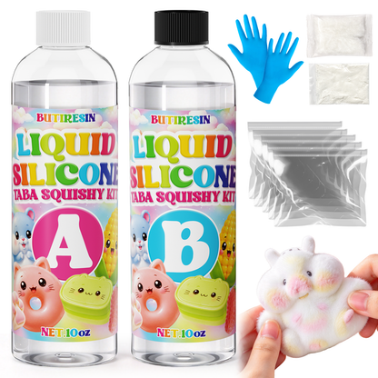 スクイーズ手作りキット シリコン液 (10oz+10oz) 大容量 スクイーズレジン A液B液 1:1配合 ぷにぷに ハンドメイド 補充用