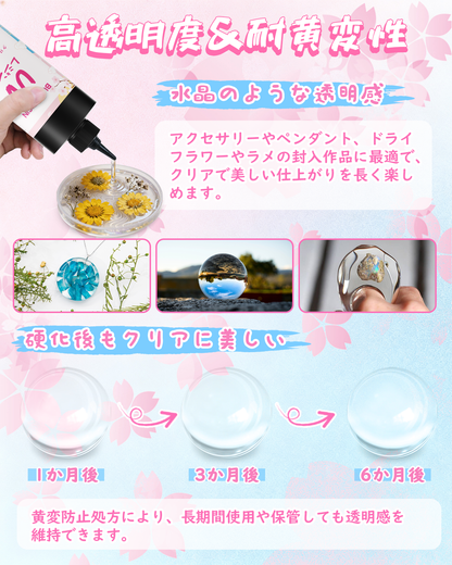 BUTIRESIN UVレジン液 1000g レジン液 大容量 高い透明 急速に硬化  詰替用 クリアハードタイプ  幅広い用途とDIY 操作アクセサリが付属