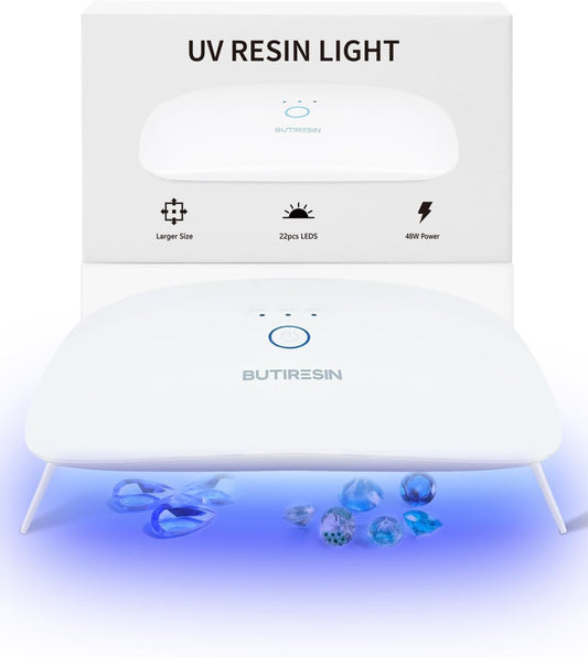 BUTIRESIN UVライト レジン用 UV/LED ジェルネイル ライト ネイルライト クラフト 硬化ライト 折りたたみ式 タイマー設定可能 USB Type-C ケーブル 48W 22PCS/2.0 - ButiResin