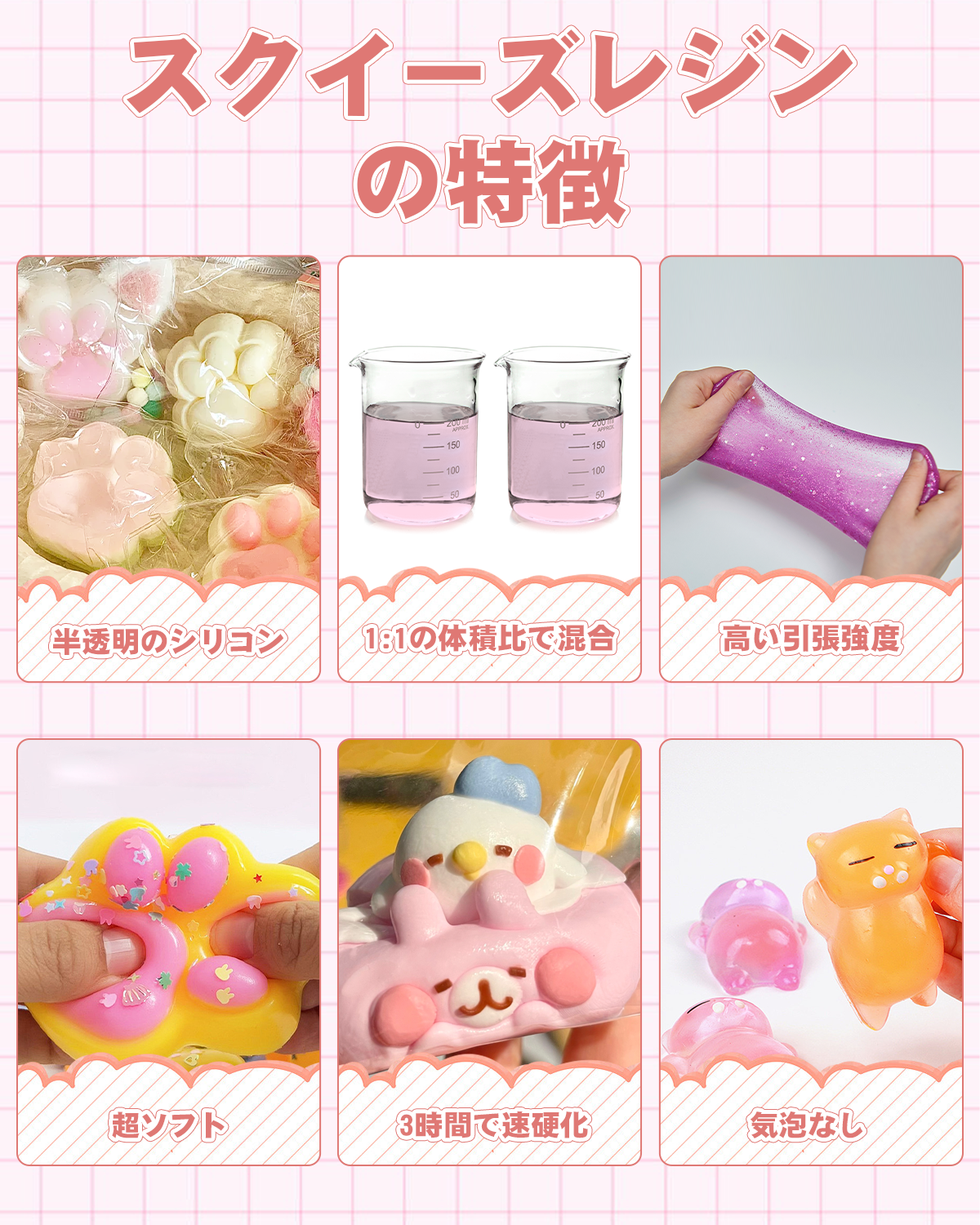 BUTIRESIN スクイーズ レジン セット (4oz+4oz)スクイーズレジン スターターキット 1:1 体積比ミックス 手作り DIY 減圧贈り物 子供 大人 原液 手芸 日本語の説明書 - ButiResin