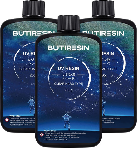 BUTIRESIN レジン液 大容量 750g UVレジン液 速硬化 高い透明度 低臭 黄ばみ防止 気泡なし ハードタイプ UV/LED対応レジン液 DIY手作り装飾 用途広い - ButiResin