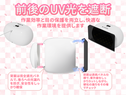BUTIRESIN【60W 超強力 UVランプ】UV レジン ライト 2in1 - 両面照射、360度光源60W、長時間タイマー設定（60秒・180秒・300秒）、56個のLED搭載、長時間タイマー設定、LED表示画面付き、DIYクラフト レジン専用ライト (白)