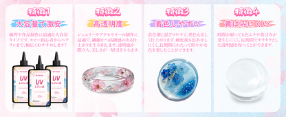BUTIRESIN UVレジン液 360g レジン液 大容量 高い透明 急速に硬化  詰替用 クリアハードタイプ  幅広い用途とDIY 操作アクセサリが付属