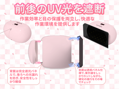 BUTIRESIN【60W 超強力 UVランプ】UV レジン ライト 2in1 - 両面照射、360度光源60W、長時間タイマー設定（60秒・180秒・300秒）、56個のLED搭載、長時間タイマー設定、LED表示画面付き、DIYクラフト レジン専用ライト (ピンク)