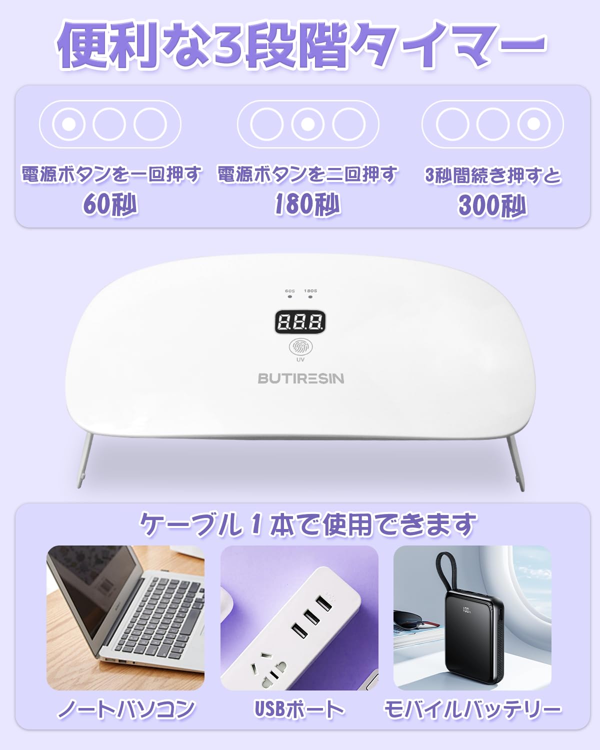 BUTIRESIN UVライト 36W【折りたたみ・タッチ式】 - ButiResin